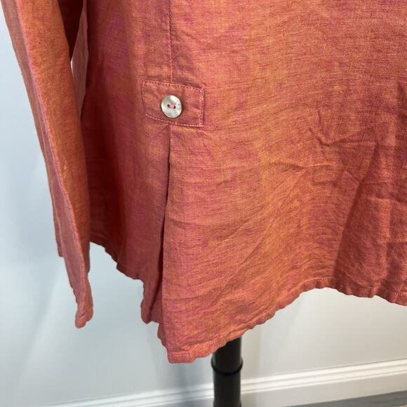 TSD Two Star Dog Pink Orange Linen Lagenlook Boho Jacket Blouse Size XL Casual - Picture 9 of 9